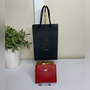Yves Saint Laurent Vibrant Red Kiss lock Wallet Vintage YSL